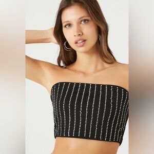 Forever 21 Women’s Rhinestone Tube Top in Black - Size Medium
